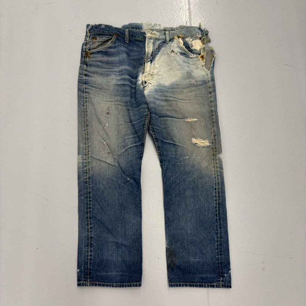 Vintage 60s Blue Distressed Workwear Jeans 38x30